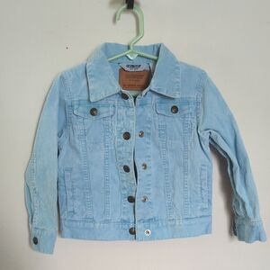 Oshkosh B'Gosh Blue Corduroy Trucker Jacket 100% Cotton Button Up Girls Size 4T